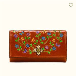 Patricia Nash “Teresa Wallet” NWT; Hand Painted Floral Tooled
